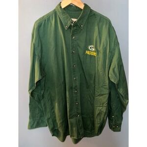 Pro Elite Green Bay Packers Mens XL Long Sleeve Button Down Shirt NFL Green